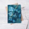 Cyan Leaf Splash Greeting Card — Far Mountain Studio