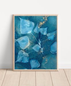 Cyan Leaf Splash Fine Art Print — Far Mountain Studio